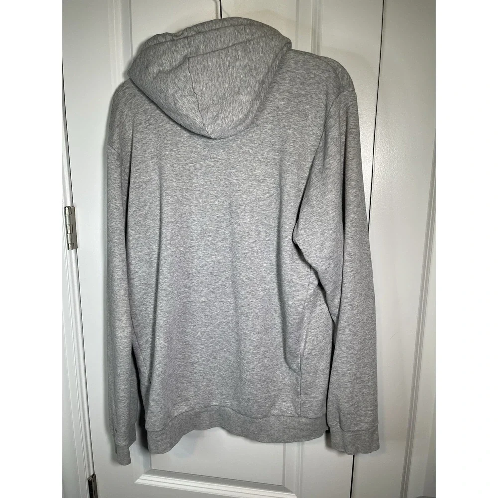 Adidas Hoodie Mens Gray Essentials Logo Stripe Spell Out Hooded Sweatshirt Large